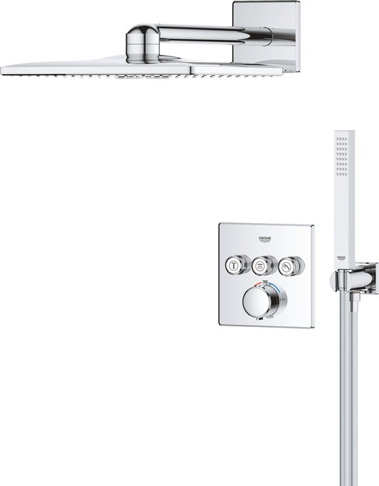 GROHE QuickFix Precision SmartControl inbouw douchesysteem - Vierkant - Chroom