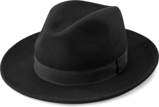 Chapeau Fedora Fido Alessandria en laine noire