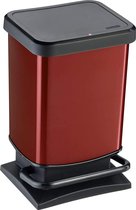 Poubelle à pédale ROTHO PASO 20 litres carré rouge métallisé | Poubelle pour une élimination facile des déchets