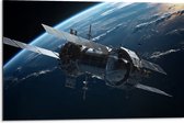 Dibond - Ruimte - Ruimteschip - Aarde - Planeet - 75x50 cm Foto op Aluminium (Met Ophangsysteem)