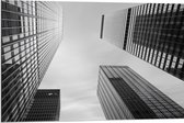 Dibond - Gebouwen - Hoog - Zwart - Wit - 90x60 cm Foto op Aluminium (Met Ophangsysteem)