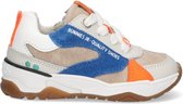 BunniesJR 224374-603 Jongens Lage Sneakers - Blauw/Wit/Beige/Oranje - Leer - Veters