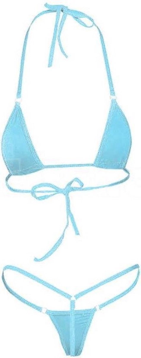 Goedkoopste Finnacle - Ontdek de New Age Devi in Licht Blauw Micro Bikini, G-String en Halter Top