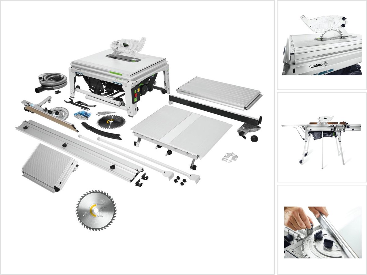 Festool TKS 80 EBS Set tafelzaag 2200 Watt 254 mm ( 575828 ) + universeel cirkelzaagblad W40 ( 575975 )