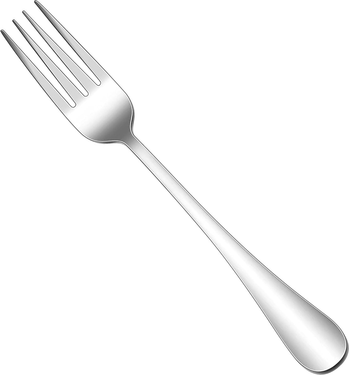 Vorken, 12 stuks, roestvrij staal, 19,5 cm, grote vorken, eetvorken, tafelvorken voor thuis, restaurant, hotel, spiegelafwerking en gladde randen, vaatwasserbestendig, metaal, zilver