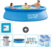 Intex Rond Opblaasbaar Easy Set Zwembad - 305 x 76 cm - Blauw - Inclusief Pomp Afdekzeil - Onderhoudspakket - Filters - Vloertegels