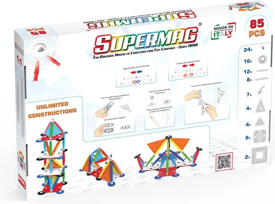 Magneet speelgoed Supermag Multicolor 85 SM0658 Multikleur