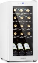 Klarstein Shiraz 15 Slim Uno Wijnkoelkast 44 Liter Touch Bedieningspaneel 5-18°C - Wit glas