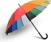 Discountershop Stevige Windproof Paraplu met Haak Handvat en Regenboogontwerp - Multi Collors - 80cm Lengte - ca. 98cm Diameter - Lichtgewicht - Voor Volwassenen