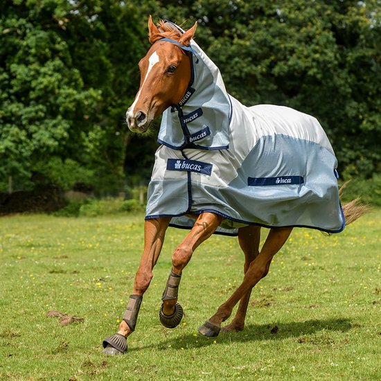 Bucas Buzz-Off Avec Col Amovible – Couverture Anti-Mouches Légère Et Respirante 130 Cm – Protection UV Et Insectes