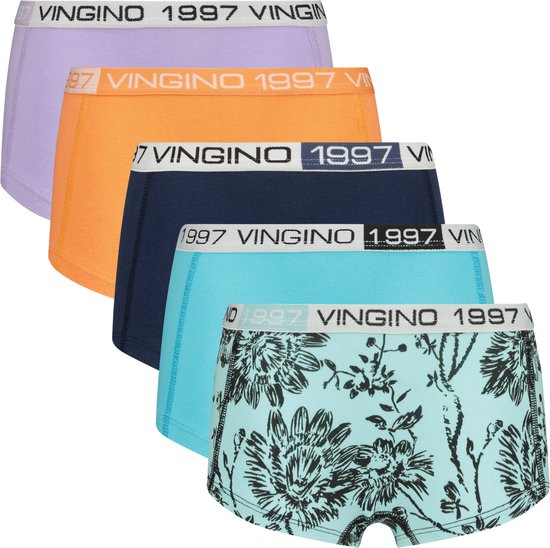 Vingino Hipster-G-SO24-8 Lot de 5 sous-vêtements Filles - Bleu Aqua - Taille XS