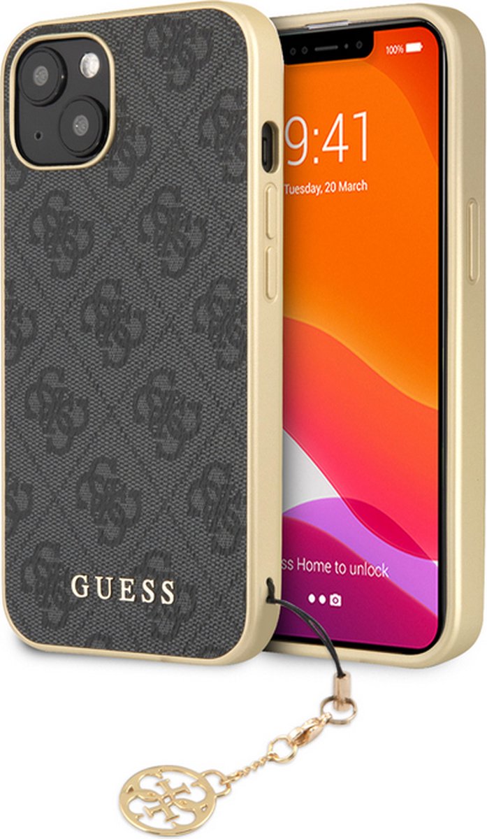 Guess 4G Charms Back Case - Geschikt voor Apple iPhone 15 Plus (6.7") - Grijs