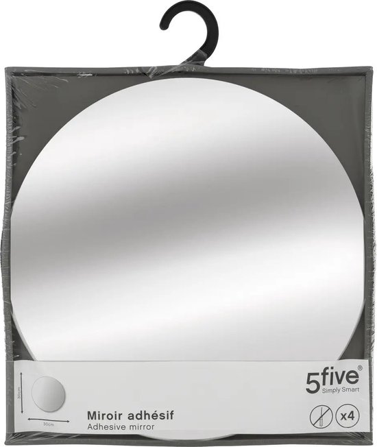 5Five carreaux de miroir collants - 8x pièces - verre - autocollant - 30 x 30 cm - ronds - mur/porte/mur