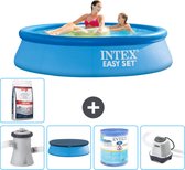 Intex Rond Opblaasbaar Easy Set Zwembad - 244 x 61 cm - Blauw - Inclusief Pomp Afdekzeil - Filter - Zoutwatersysteem - Zwembadzout