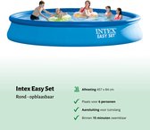 Intex Rond Opblaasbaar Easy Set Zwembad - 457 x 84 cm - Blauw - Inclusief Pomp Solarzeil - Onderhoudspakket - Filter - Grondzeil - Schoonmaakset - Ladder - Voetenbad