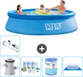Intex Rond Opblaasbaar Easy Set Zwembad - 305 x 76 cm - Blauw - Inclusief Pomp Onderhoudspakket - Filter - Grondzeil - Stofzuiger - Solar Mat