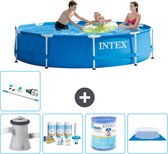 Intex Rond Frame Zwembad - 305 x 76 cm - Blauw - Inclusief Pomp Onderhoudspakket - Filter - Grondzeil - Stofzuiger