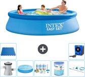 Intex Rond Opblaasbaar Easy Set Zwembad - 305 x 76 cm - Blauw - Inclusief Pomp Solarzeil - Onderhoudspakket - Filter - Schoonmaakset - Vloertegels - Warmtepomp