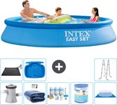 Intex Rond Opblaasbaar Easy Set Zwembad - 305 x 61 cm - Blauw - Inclusief Pomp Solarzeil - Onderhoudspakket - Filter - Grondzeil - Solar Mat - Ladder - Voetenbad