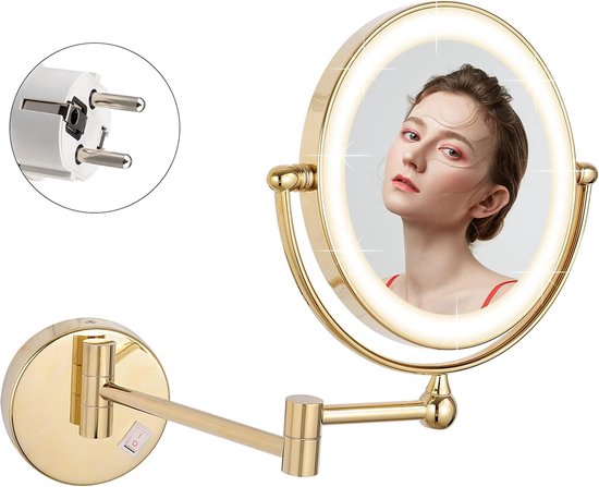 Aan De Muur Bevestigde Verlichte Make-Upspiegel, 8 Inch