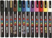 Krijtstift - Chalkmarker - Universele Marker - Uni Posca Marker - Standaard Kleuren - PC-3M - 0,9mm - 1,3mm - 12 stuks