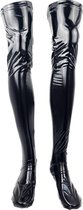 BamBella® - Kousen - Maat L/XL - Zwart - Datex (Mix latex en stof ) - Sexy Kniekousen van Super Glans Fetish kleding bdsm Dames sokken