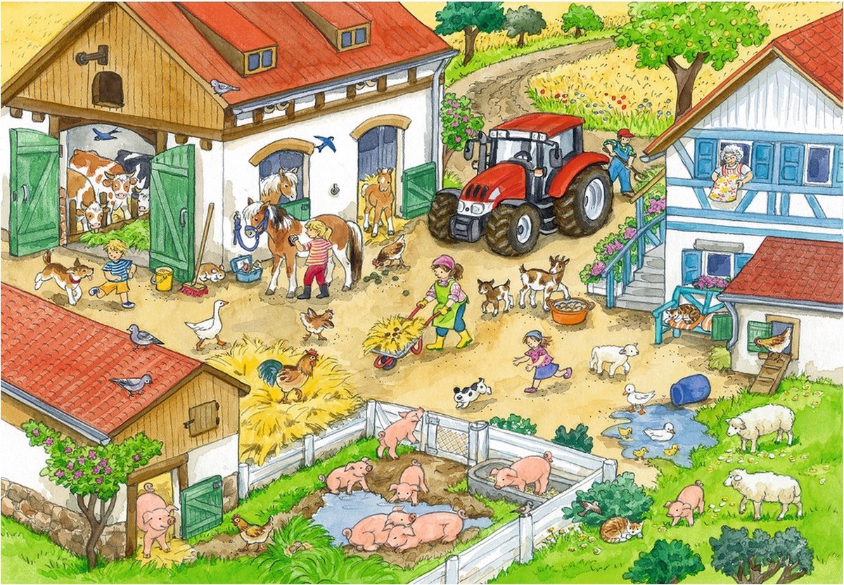 Ravensburger puzzel Vrolijk boerderijleven- 2x24 stukjes - kinderpuzzel — afbeelding 5