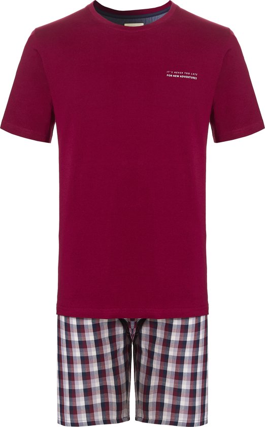 Phil & Co Heren Shortama Korte Pyjama Katoen Rood - Maat XXL