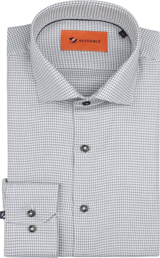 Suitable - Overhemd Print Groen - Heren - Maat 40 - Slim-fit