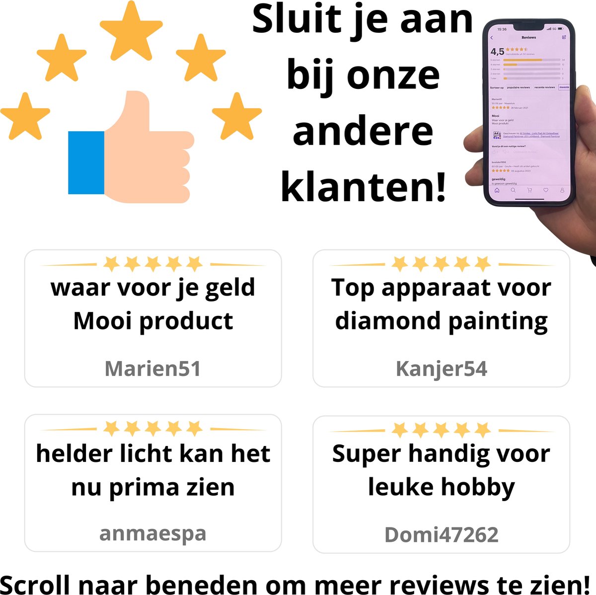 A4 Lightpad Lichtbak Diamond Painting Volwassenen | USB Dimbaar | All Smiles Premium XL Tekenbord | Tekenen Schetsen Hobby — afbeelding 10