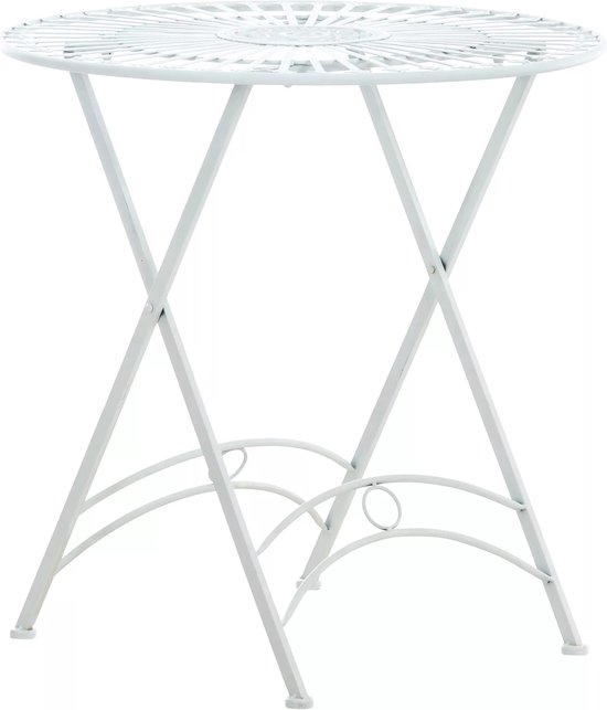 In And OutdoorMatch Ronde metalen tuintafel Shanie - 4 personen - Weerbestendig - Wit - 71x71x71cm