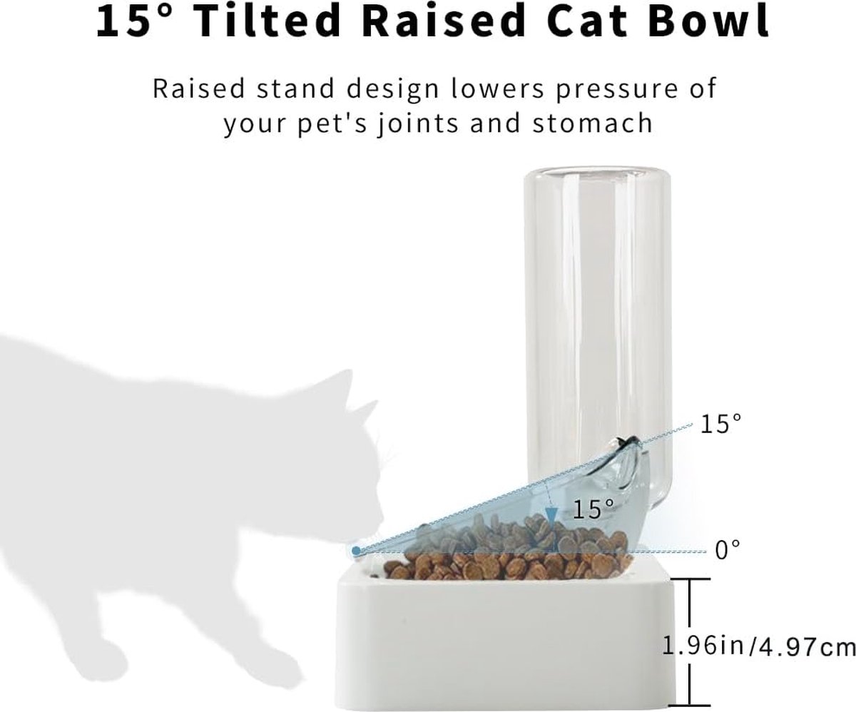 Kattenbak Kattenvoerbak Zwaartekracht Water- en Voerbak voor Kat en Kleine Hond Gekantelde Verhoogde Kattenvoerbakken Kattenbak