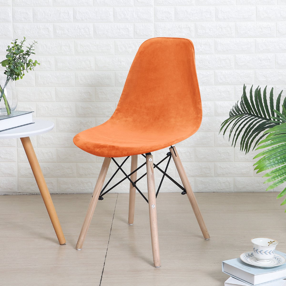 Covers By Ralfos® Stoelhoes Velvet Oranje - Scandinavische Kuipstoel - WK 2026 - Volumekorting - Retro - Scandinavisch Beschermend - Zacht - Duurzame oplossing