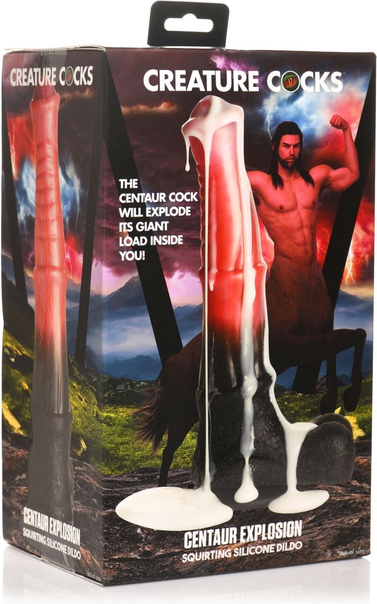 Goedkoopste XR Brands - Centaur Explosie Spuitende Siliconen Dildo - Zwart/Rood