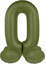 Folat - Staande folieballon Cijfer 0 Olive Green - 72 cm
