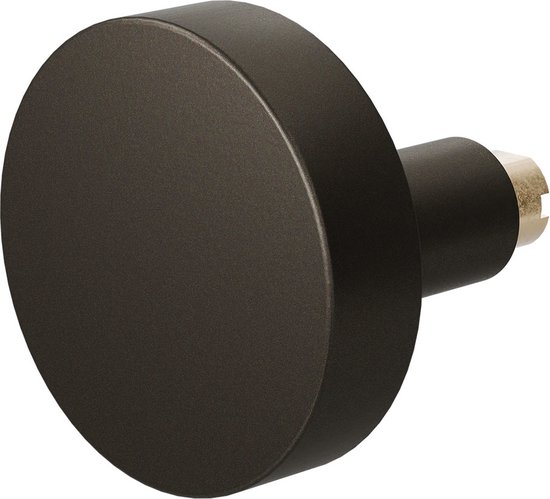 JUVA Huisdeurknop, vaststaande deurgreep, messing gepolijst, deurbeslag vast op ronde rozet - LDK 211 | knop- 51 mm | deurknop roestvrij staal PVD voor binnen en buiten | 1 stuk - deurknop incl