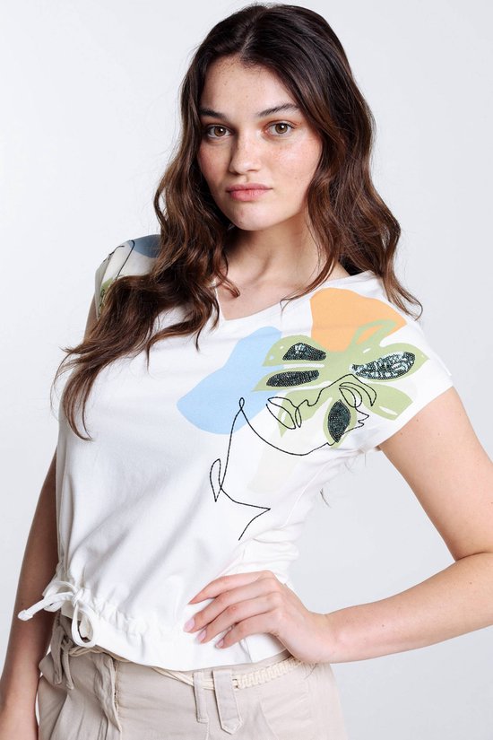 Cassis T-shirt met plantenmotief