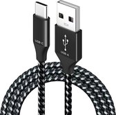 Câble MMOBIEL USB-C (1 m) Câble USB-A vers Type-C en nylon tressé - 18 W 480 Mbps - Convient pour iPhone 15, iPad, MacBook, Samsung Galaxy S24 S23 S22 S21, Tablettes, Ordinateurs portables , etc. - Wit / Zwart