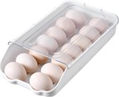 Bastix - Keuken eiermand kunststof schuifbare eierdozen voor koelkast eierdoos automatisch 14 eieren ideaal voor het bewaren en sorteren van eieren (transparant)