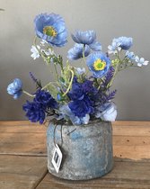 Seta Fiori - PTMD pot - blauw - Veldbloemen - 30cm - Kunstbloemen -