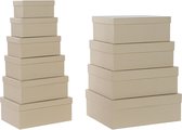 Set van opstapelbare opbergboxen DKD Home Decor Wit Vierkant Karton Mosterd (43,5 x 33,5 x 15,5 cm)