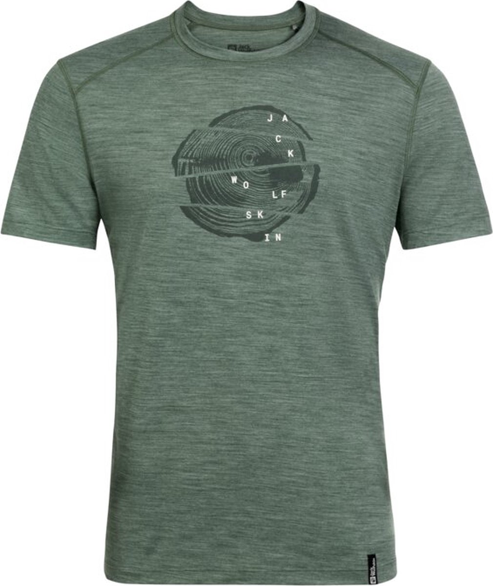 Jack Wolfskin Kammweg Graphic S/S Men Outdoorshirt Heren Groen