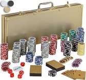 GAMES PLANET Pokerset - Koffer - 500 Chips - Speelkaarten - Aluminium - Goud