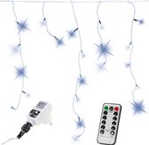 VOLTRONIC LED Gordijn - 600 LEDs - Met Afstandsbediening - Kerstverlichting - Tuinverlichting - Transparante kabel - Binnen en Buiten - ijsregen - 15 m - Koud Wit