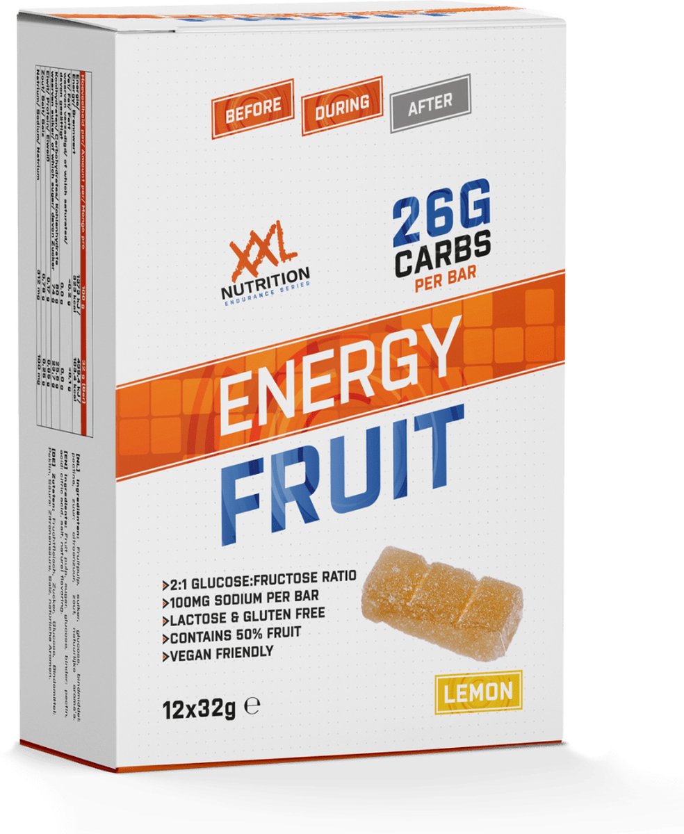 Goedkoopste XXL Nutrition - Energy Fruit - Energierepen, Duursport, Tussendoortje - Lemon - 12 x 32 Gram