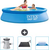 Intex Rond Opblaasbaar Easy Set Zwembad - 244 x 61 cm - Blauw - Inclusief Zwembadfilterpomp - Solar Mat - Grondzeil