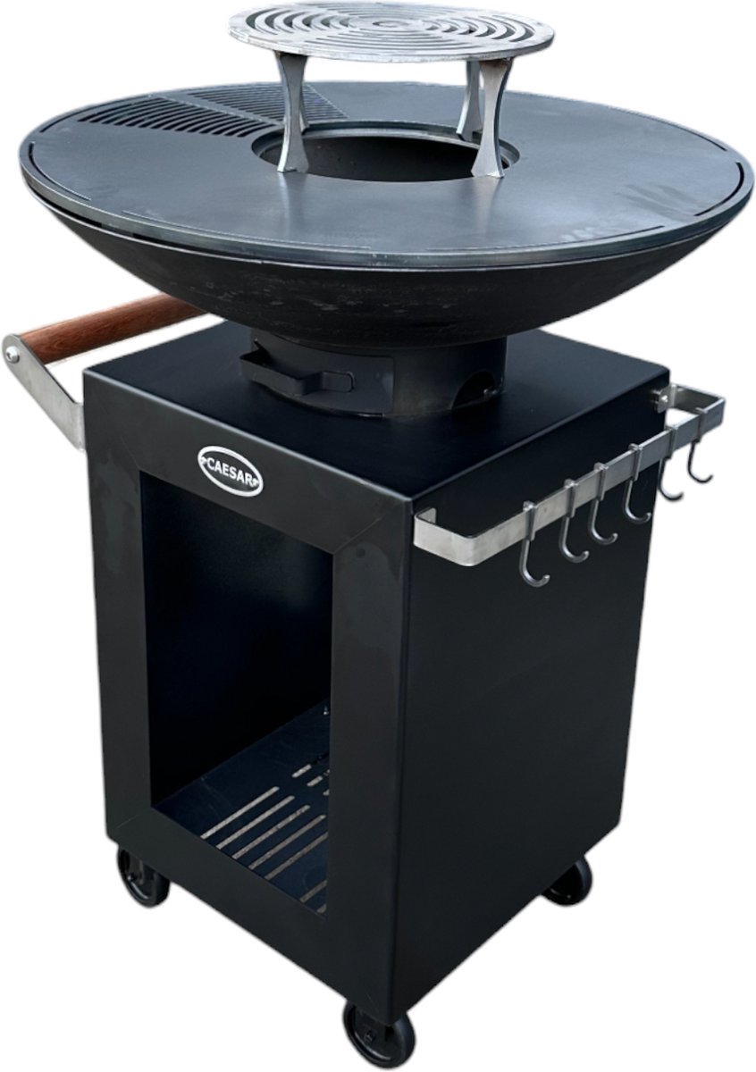 Caesar - Vuurschaal BBQ - Bakplaat Barbecue - Diameter 80cm - Wielen - Aslade