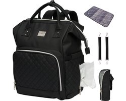MIMMTI Leren Luiertas Rugzak 2.0 met Verschoonmatje - Zwart - leer - Inclusief flessenwarmhouder - kinderwagenhaken en isoleervak - All in One Bag