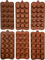 Siliconen bakvorm set voor bakken, snoep kleine flexibele vorm voor muffin harde of gummi snoep gereedschap voor snoep bruin, 6 stuks 21,5 x 11 cm