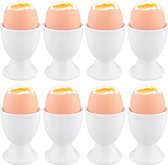 Bastix - Set van 8 eierdopjes, kunststof eierdopjes, eierdopjes, wit, eierdopje met voet voor de ontbijttafel, voor elke ontbijttafel, harde en zachtgekookte eieren, wit
